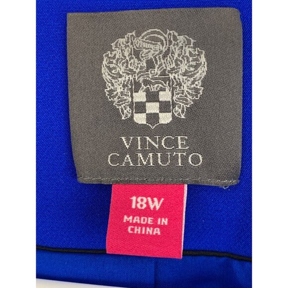 Vince Camuto Open Front Cobalt Blue Blazer Zip Pockets Size 18W GUC 8090 Relaxed - Picture 2 of 9